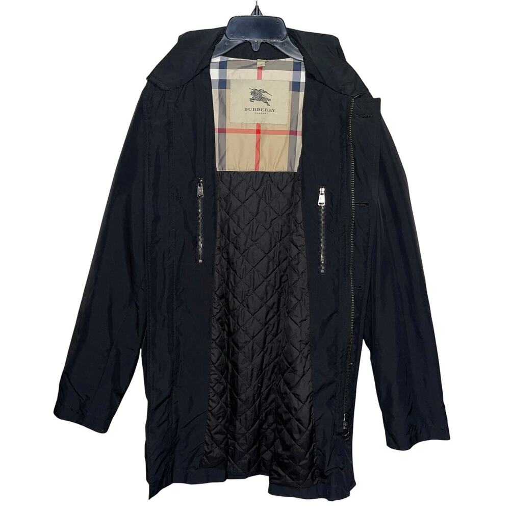 Burberry Men's Jacket Medium Black Zip Button Quilted Lining M Coat Quiet Luxury - Picture 3 of 16
